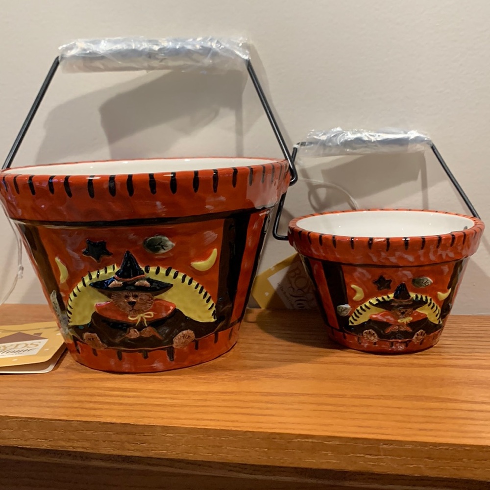 Boyd’s Bears Halloween Bruin Up Trouble ceramic bucket set - Picture 1 of 16